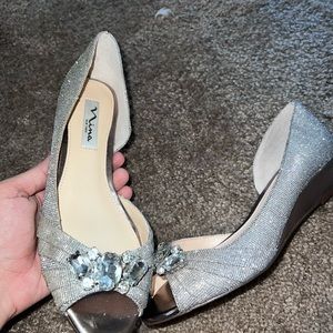 Nina beautiful metallic low wedge shoe